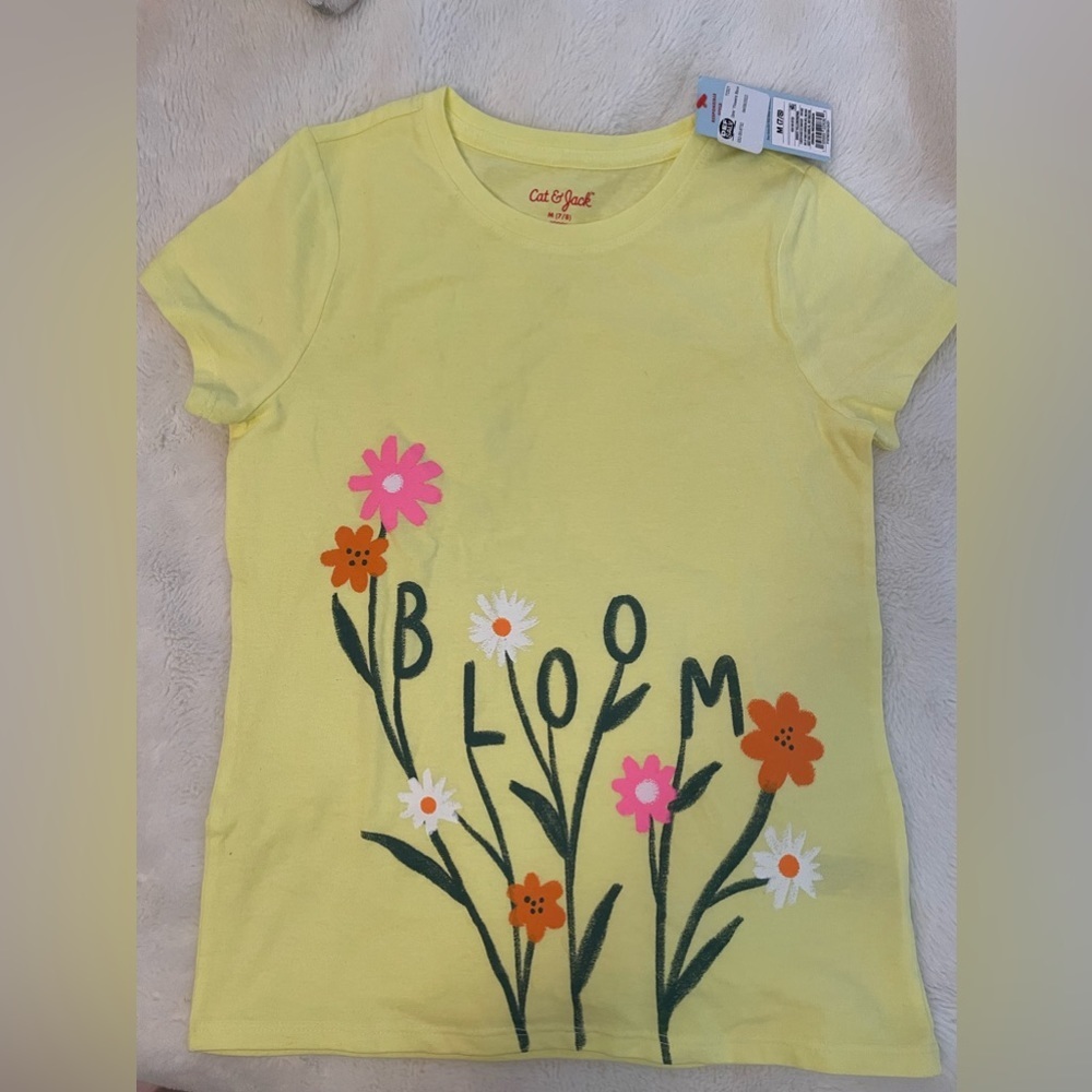 NWT Girls 7/8 Cat & Jack “BLOOM” Flower Shirt A5